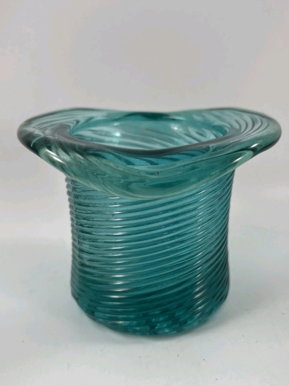 AVON "Vintage" Teal Swirl Glass Top Hat - Picture 5 of 10